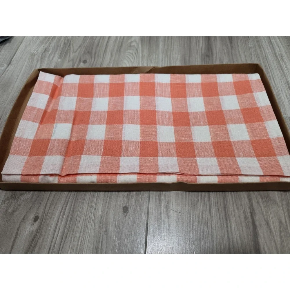 Solino Home 52 X 52 Inch Morgan Check Table Throw Living Coral And White